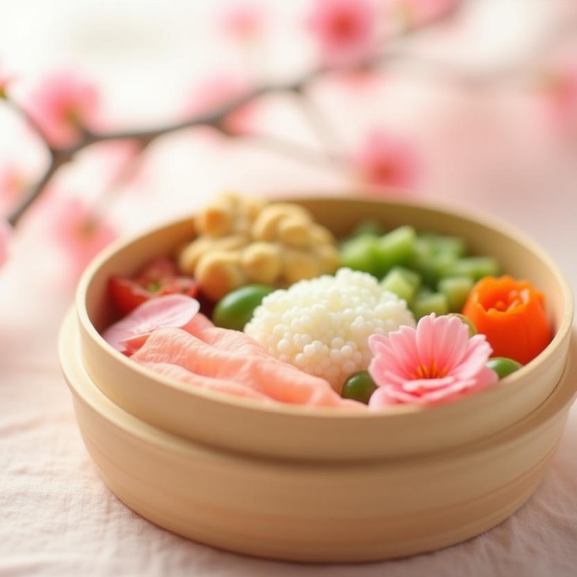 Весенний бэнто с декором сакуры